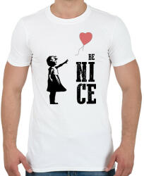 printfashion Be nice - Banksy graffiti - Férfi póló - Fehér (7099580)