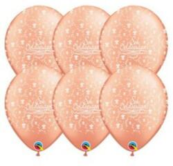 11 inch-es Sok Boldogságot Rosegold Lufi Esküvőre (6 db/csomag)