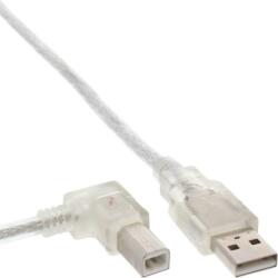 InLine Cablu de imprimanta USB-A 2.0 la USB-B drept/unghi 90 grade stanga 1m Transparent, InLine IL34519L (IL34519L)