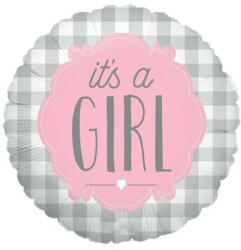  Kockás fólia lufi - Babaváró - It’s a GIRL