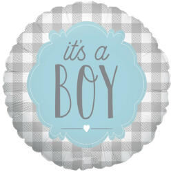 Kockás fólia lufi - Babaváró - It’s a BOY