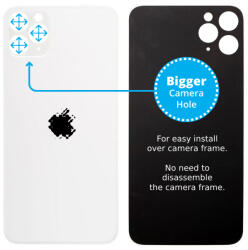 Apple iPhone 11 Pro Max - Sticlă Carcasă Spate cu Orificiu Mărit pentru Cameră (Silver), Silver
