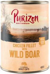 Purizon Purizon Pachet economic Adult 12 x 400 g - fără cereale File de pui cu porc mistreț