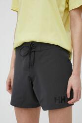 Helly Hansen pantaloni scurți outdoor femei, culoarea gri, neted, high waist PPYY-SZD147_90Y