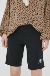 New Balance pantaloni scurți US21501BK femei, culoarea negru, uni, high waist US21501BK-BK PPYY-SZD0U0_99X