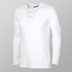 Willsoor Tricou de culoare albă cu mânecă lungă pentru bărbați 13932