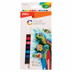 Deli Olajpasztellkréta, hatszögletű, DELI "Color Emotion", 12 különböző szín (DEC20100) (DEC20100)