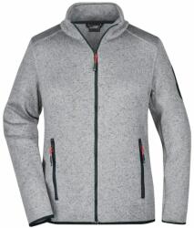 Daiber Jachetă de damă din fleece tricotat JN761 - Gri deschis prespălat / roșie | XL (JN761-1735052)