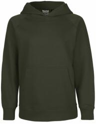 Neutral Gyerek pulóver kapucnival organikus Fairtrade biopamutból - Military | 128/134 (NE-O13101-1000329139)