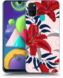 Picasee Husă neagră din silicon pentru Samsung Galaxy M21 M215F - Red Lily