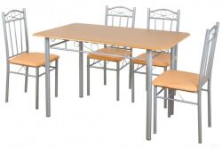 VIGOR Set masa cu 4 scaune, FUR-102-Beige, 110x70x75 cm, bej, scaun tapitat pentru living sau bucatarie (FUR-102-Beige)
