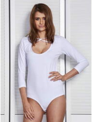  Factoryprice Női bodysuit VERONA fehér, dekoratív nyakkivágással PL-BO-1413.01_259853 L