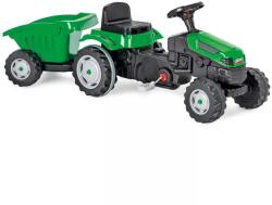 Jucarie pentru copii, tractor cu pedale + remorca, plastic, negru cu verde- INV7059594