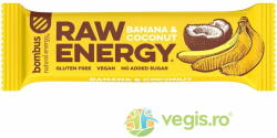 bombus Baton Proteic cu Banane si Nuca de Cocos fara Gluten Raw Energy 50g