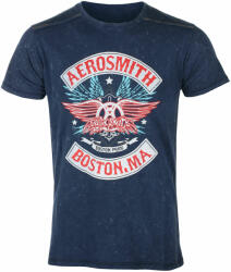 ROCK OFF Tricou bărbați Aerosmith - Boston Pride Snow Wash - NAVY - ROCK OFF - AEROSWASH01MN