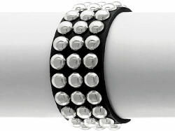 Leather & Steel Fashion Brățară ținte 3 rânduri BLACK SNAKE - LSF1 90
