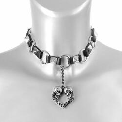 Leather & Steel Fashion Choker Double Skull Heart - LSF9 59