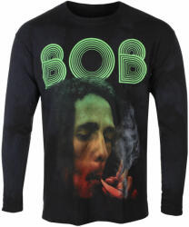 ROCK OFF Tricou bărbați cu mânecă lungă Bob Marley - Smoke Gradient - NEGRU - Dip-Dye - BMALST32MDD