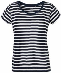 Neutral Női póló Loose Fit organikus Fairtrade biopamutból - Fehér / sötétkék | L (NE-O81003-1000212261)