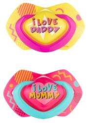 Canpol Babies 2 buc suzete simetrice din silicon, 6-18m, Neon Iubește copilul, roz, Galben