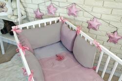 Baby Nellys Set pernă mantinel Vafe cu lenjerie de pat - roz vechi, gri Lenjerii de pat bebelusi‎, patura bebelusi