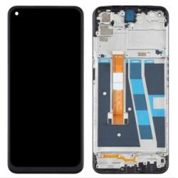OPPO A52 2020, CPH2061, CPH2069 előlap keret, lcd kijelző és érintőpanel fekete, OEM