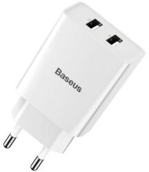 Baseus speed mini dual U adapter, 2x USB, 2A, 10, 5 W (fehér)