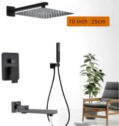 Dusche Fali zuhanyszett falba építhető falsík alatti csaptelep, esőztetős zuhanyfej sárgaréz 25 cm, kézi zuhanyfej keverőcsappal - hazravalo - 65 899 Ft