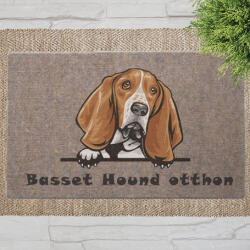  Basset Hound kutyás lábtörlő barna háttérrel (60 x 40 x 0, 2 cm)