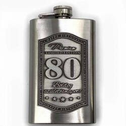 Óncímkés flaska laposüveg - Boldog 80. Születésnapot (FL008)
