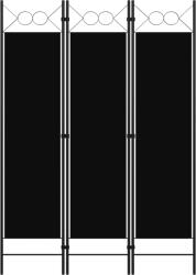 vidaXL Paravan de cameră cu 3 panouri, negru, 120 x 180 cm (320702)
