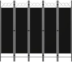 vidaXL Paravan de cameră cu 5 panouri, negru, 200 x 180 cm (320710)