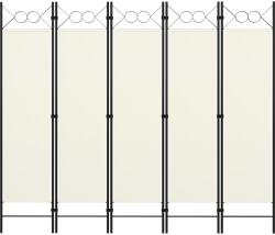 vidaXL Paravan de cameră cu 5 panouri, alb crem, 200 x 180 cm (320707)