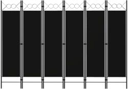 vidaXL Paravan de cameră cu 6 panouri, negru, 240 x 180 cm (320714)