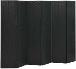 vidaXL Paravan de cameră cu 6 panouri, negru, 240x180 cm, oțel (335904)