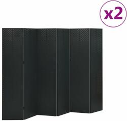 vidaXL Paravane de cameră cu 6 panouri, 2 buc. , negru, 240x180 cm, oțel (3095199)