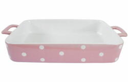 Isabelle Rose Nagy kerámia sütőtál rózsaszínben, fehér 38 cm