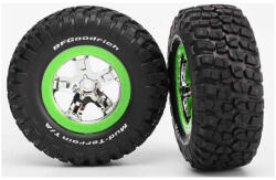 Traxxas Roata Traxxas 2.2/3.0", disc SCT argintiu-verde, anvelope KM2 (2) (TRA6876)