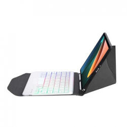  Triangular Leather bőr tablet fliptok blueooth-os billentyűzettel és háttérvilágítással Xiaomi Pad 5 / Pad 5 Pro, fekete+fehér