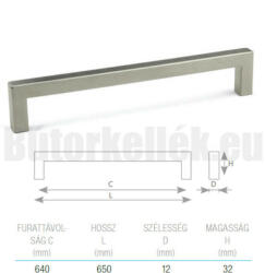 Tulip Bútorfogantyú MARINA Nemesacél 640mm (dem-203827)