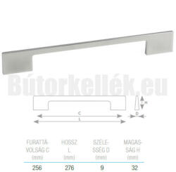 Tulip Bútorfogantyú ROMINA Króm 256mm (dem-202986)