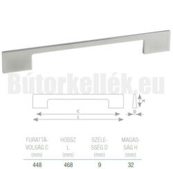 Tulip Bútorfogantyú ROMINA Króm 448mm (dem-202988)