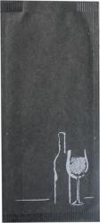 Horecano Хартиен джоб за прибори със салфетка 11x25cm с декор "Вино" ЧЕРЕН (BVN VN)-ПАКЕТ 125бр (012417)