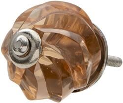 Clayre & Eef Buton mobila rotund din fier si sticla maro 4x3 cm (64986)