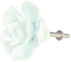 Clayre & Eef Buton mobila din fier si ceramica verde model Floare Ø 4 cm (64281)