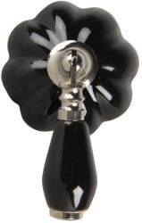 Clayre & Eef Maner mobila din aluminiu argintiu si ceramica neagra 8 cm x 6 cm x 4 h (64779)