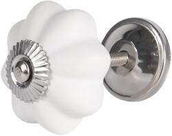 Clayre & Eef Buton mobila din fier si ceramica alb mat Ø 4 cm (64377)