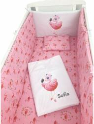 Deseda Lenjerie de pătuț bebeluși Personalizata imprimata 120x60 cm Flamingo (3540)