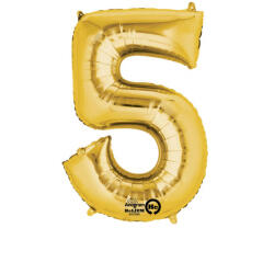 Balloons4party Balon folie cifra 5 auriu 55 cm