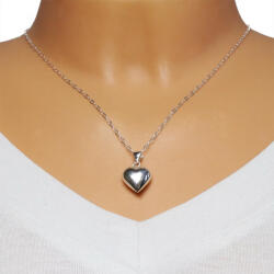 Ekszer Eshop 925 ezüst nyaklánc - tükör simára csiszolt domború szív, ovális láncszemek